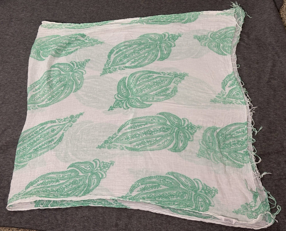 Barney’s New York White/Green 34" x 64" Oversized Sheer Scarf